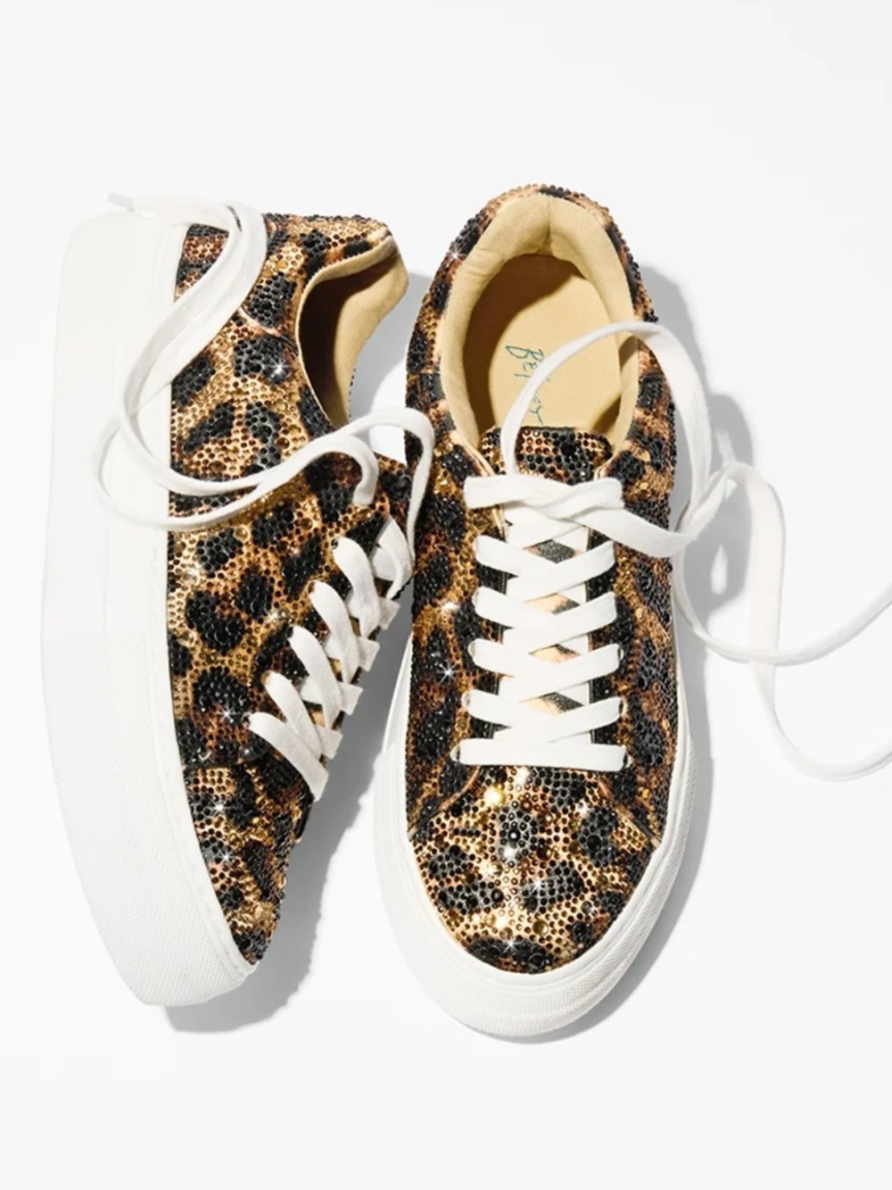 đBetsey Johnson Sidny Leopard Rhinestone Embellished Platform Sneakers-NIB-SZ 10 - Picture 3 of 15
